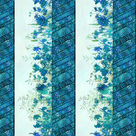 Allure Border Blue Yardage
