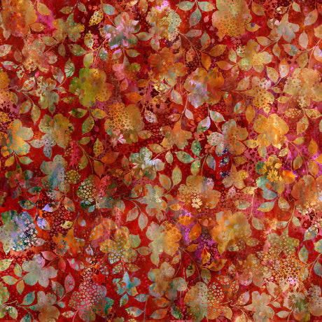Allure Patchwork Floral Red Yardage