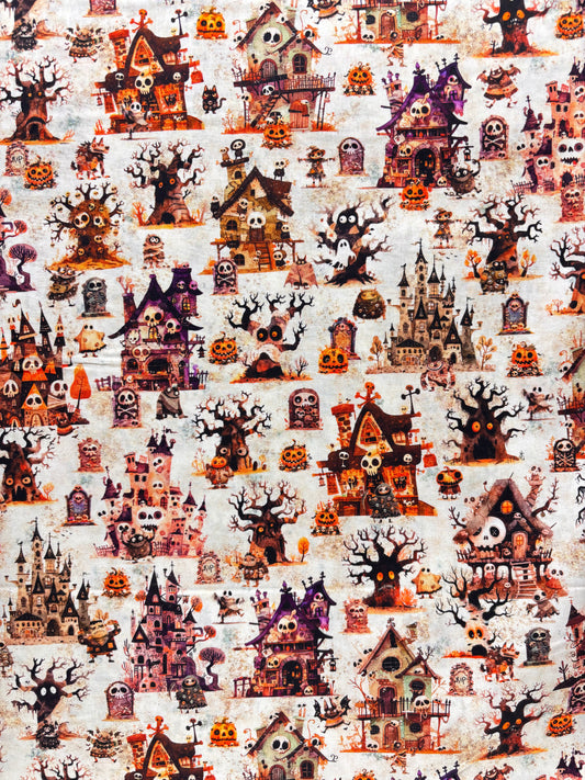 A Haunting We Will Go - Haunted Landscape - Cream - Yardage