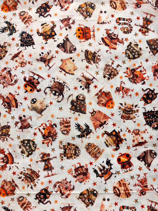 A Haunting We Will Go - Halloween Monster Toss - Tan - Yardage