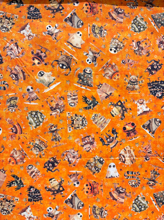 A Haunting We Will Go - Halloween Monster Toss - Orange - Yardage