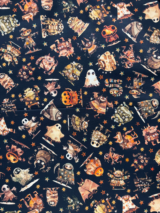 A Haunting We Will Go - Halloween Monster Toss - Black - Yardage