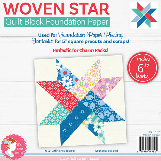 6” Woven Star Quilt Block Foundation Paper