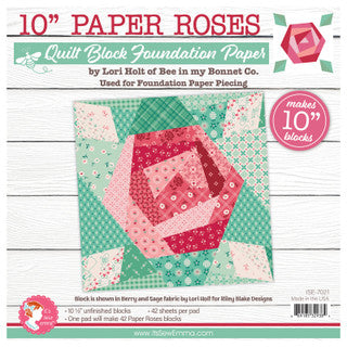 10” Paper Roses Quilt Block Foundation Paper