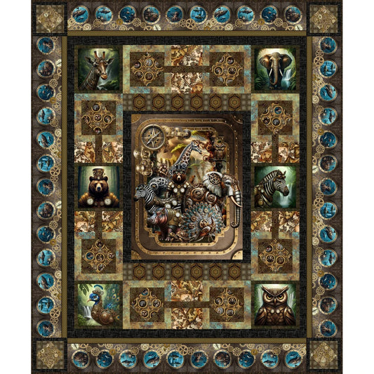 Steampunk Menagerie 89 1/2" x 107 1/2" - Quilt Kit