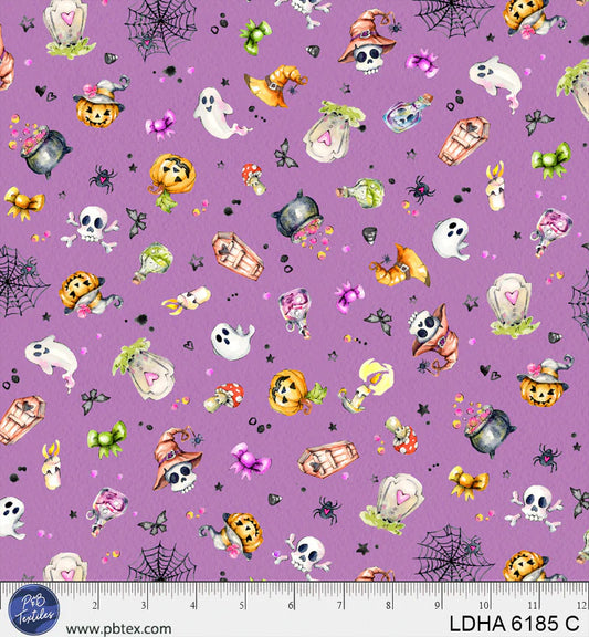Little Darlings Halloween - Spooky Halloween Toss - Purple - Yardage