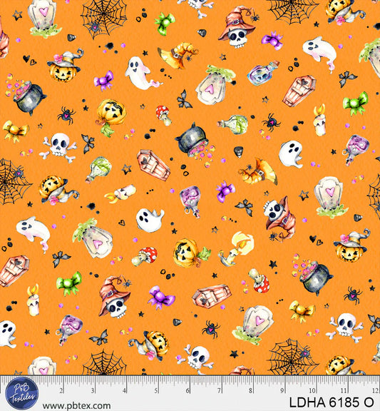 Little Darlings Halloween - Spooky Halloween Toss - Orange - Yardage