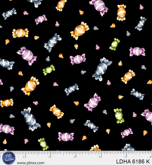 Little Darlings Halloween - Candy Toss - Black - Yardage