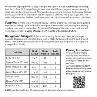 Scrappy Triangle Foundation Paper-Piecing Pad 6" Finished Block Size