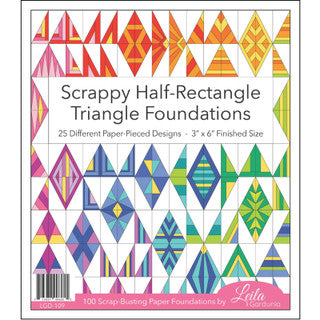 Scrappy Half-Rectangle Triangle Foundation Pad - 25 Different Paper-Pieced Designs - 3" x 6" Finished Size