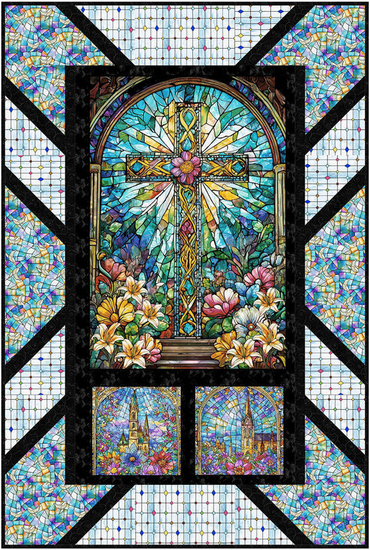 Panel Pop Pattern - Collection Faith in Full Color 36" x 54" - Quilt Kit