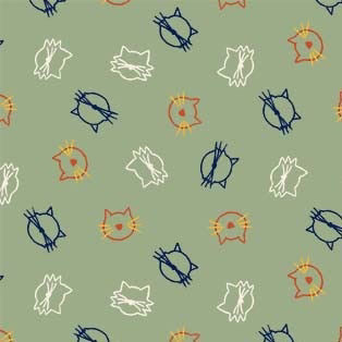 Purrsuit of Coffeeness Cat Stamps DDC12487-GRNT-D Yardage