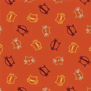 Purrsuit of Coffeeness Cat Stamps DDC12487-ORAN-D Yardage