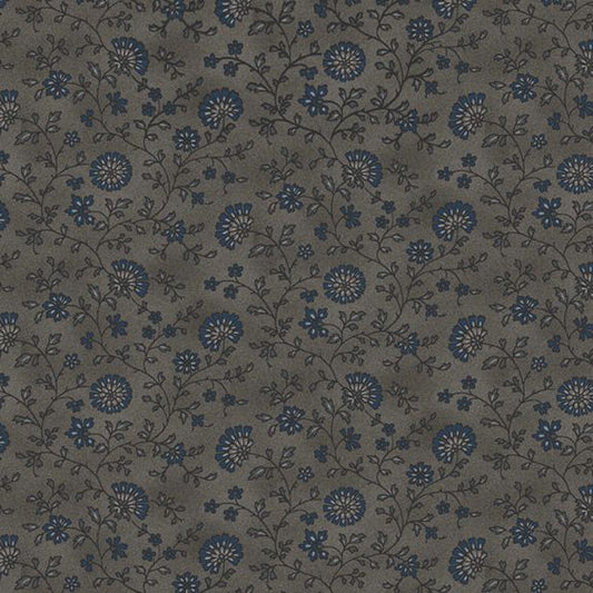 Stone Cottage Cottage Flowers Gray Fabric
