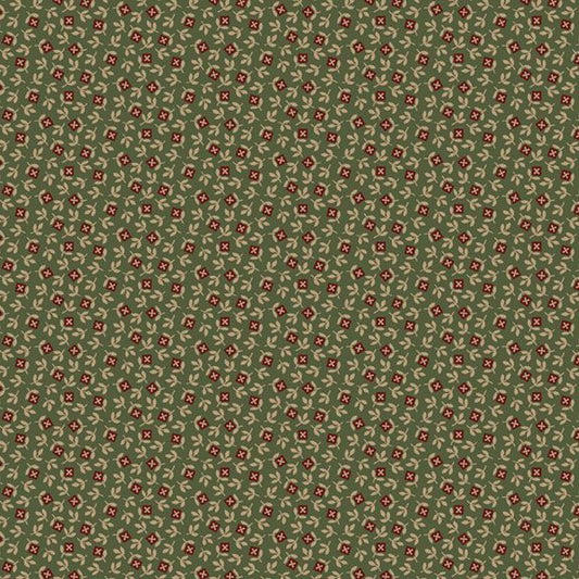 Old Village Greens - Square Flowers - Green - Yardage