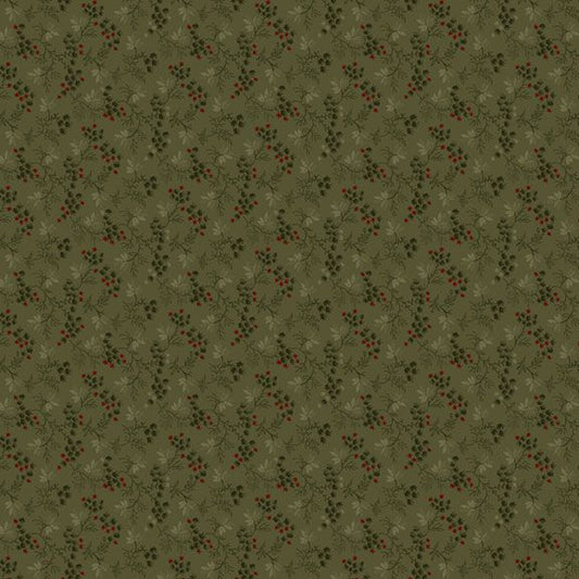 Pineberry Lane - Berries & Greens - Green - Yardage