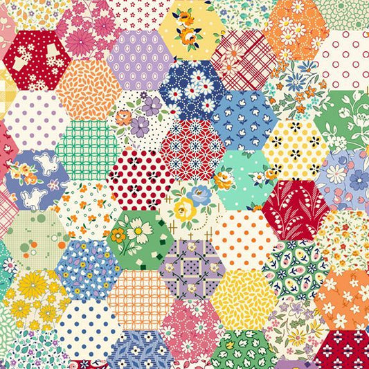 Aunt Grace Goes Scrappy Hexagon Multi Fabric