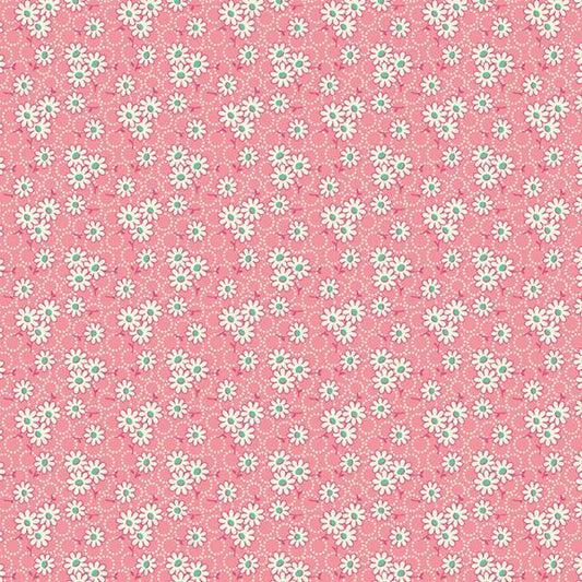 Aunt Grace Goes Scrappy Daisy Pink Fabric
