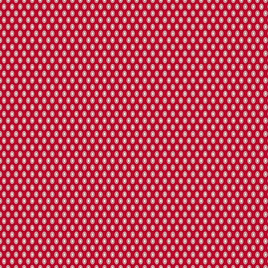 Aunt Grace Goes Scrappy Oval Dots Red Fabric