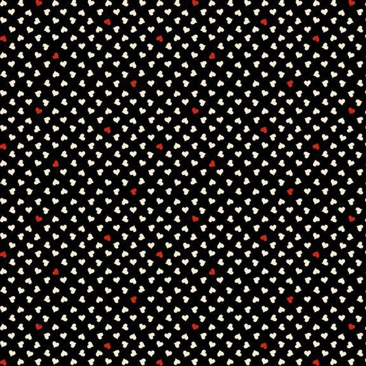 Be My Valentine Hearts Black Fabric