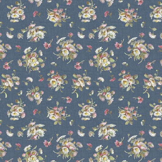 Wild Flowers Petite Floral Blue Fabric
