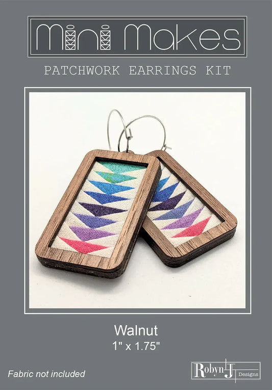 Patchwork Earrings Rectangle Kit and Pattern - Walnut