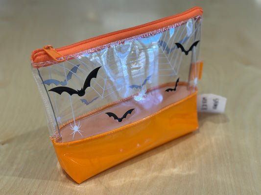 Clear Vinyl Bag - Bats & Spider Webs with Orange Base