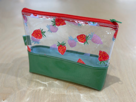 Clear Vinyl Bag - Strawberries with Green Base