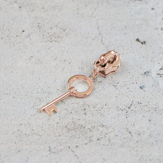 Four #5 Key Zipper Pulls Rose Gold