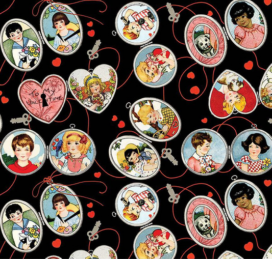 All My Heart Key to My Heart Black Yardage