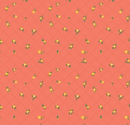 Market Street Flower Grid Coral Yardage