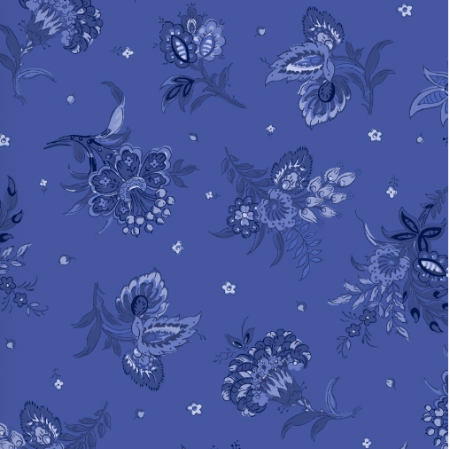 French Quarter Medium Floral Blue Fabric