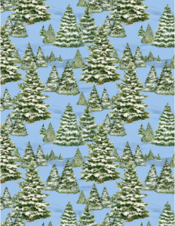 Frosty Frolic Trees All Over Blue Yardage