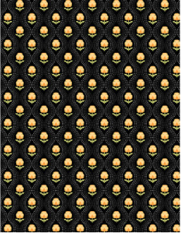 Patch of Sunshine Floral and Dot Black Yardage