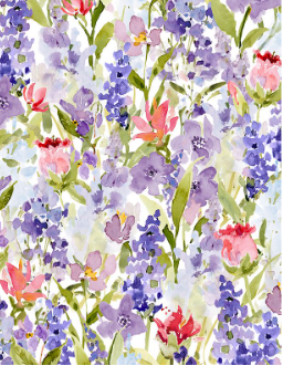 Hummingbird Floral Packed Floral Multi Yardage