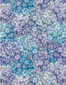 Hydrangea Mist Packed Hydrangeas Blue Yardage