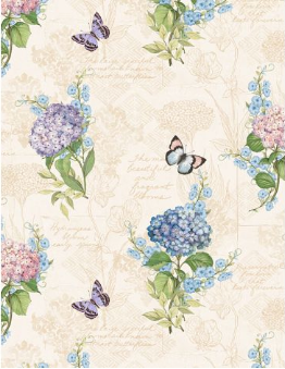 Hydrangea Mist Monograph Cream Fabric