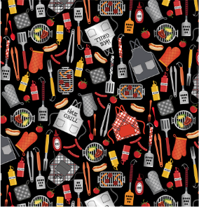 Chillin & Grillin Licensed To Grill Black Fabric