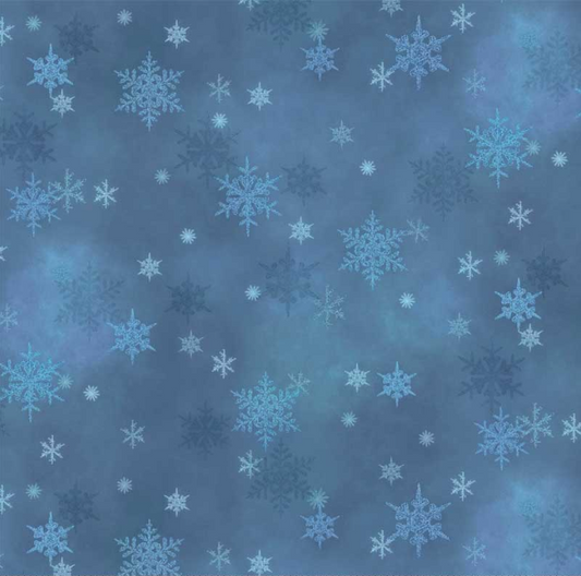 Snowfall Little Snowflakes Blue Yardage