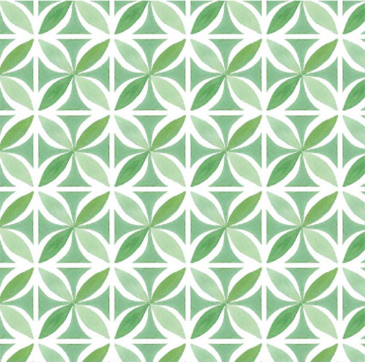 Sweet Magnolia Tile Leaves Green Fabric