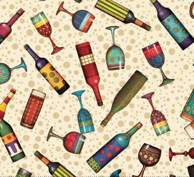 Christmas Party Animals Drink Toss Cream Yardage