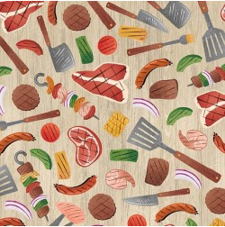 Chill & Grill BBQ Party Beige Yardage