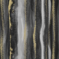 Magnificent Peacock Feathery Stripe Black Yardage