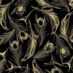 Magnificent Peacock Opulent Feather Black Yardage