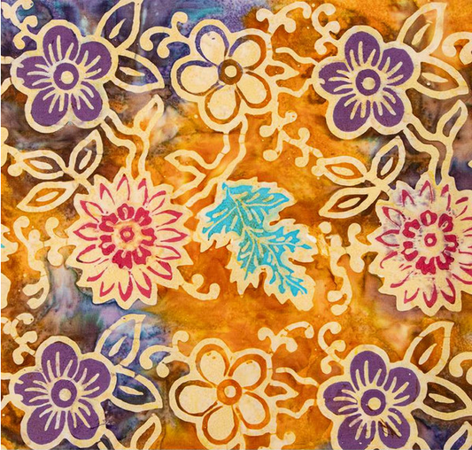 Expressions Batiks Neon Pop Floral Golden Moxie Yardage