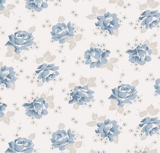 Serenity Blues Roses Cream Yardage