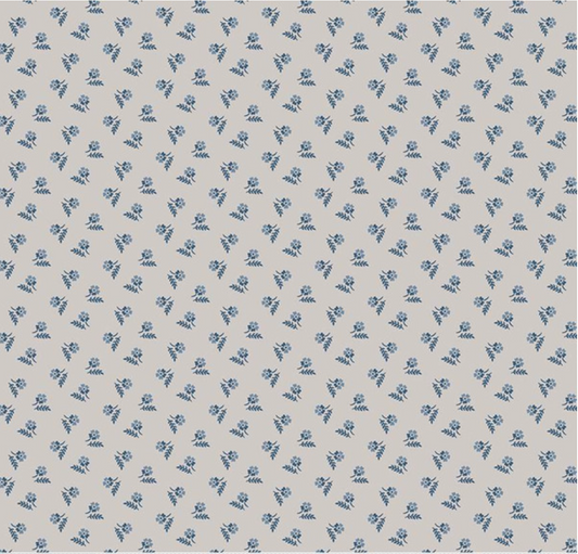 Serenity Blues Tiny Floral Taupe Yardage