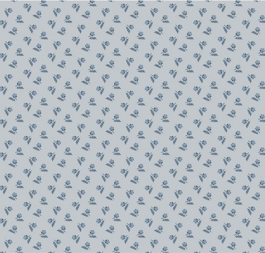 Serenity Blues Tiny Floral Gray Yardage