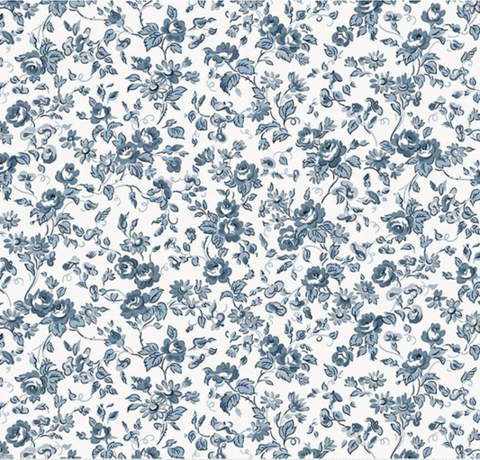 Serenity Blues Flower Toss Cloud Yardage