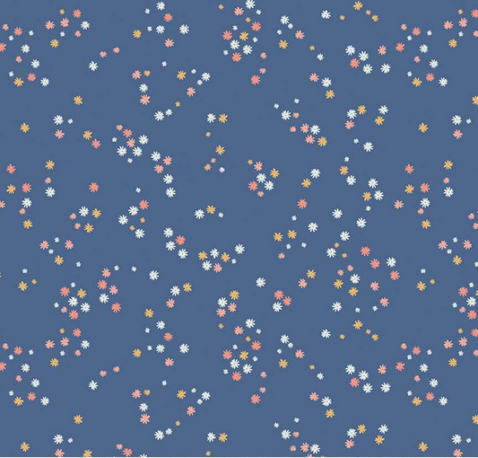 Between the Pages Flowers Denim Yardage